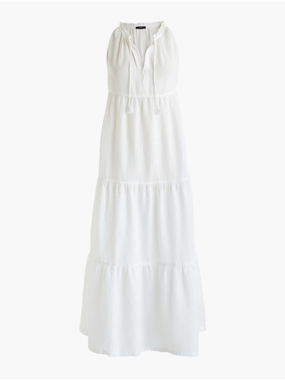J.Crew Woman White Tiered Boho Halter Maxi Beach Romantic Summer Dress Size S - Picture 7 of 7